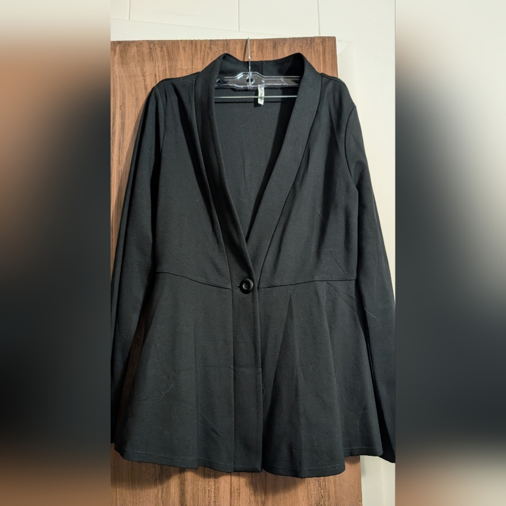 HALARA Neck Single Front Work Peplum Jacket EUC - Picture 3 of 5